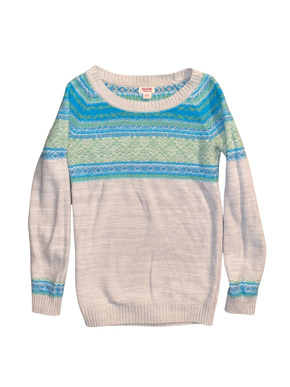 Mossimo Supply Co Womens XS Fair Isle Sweater Blue Green Nordic Knit Pullover